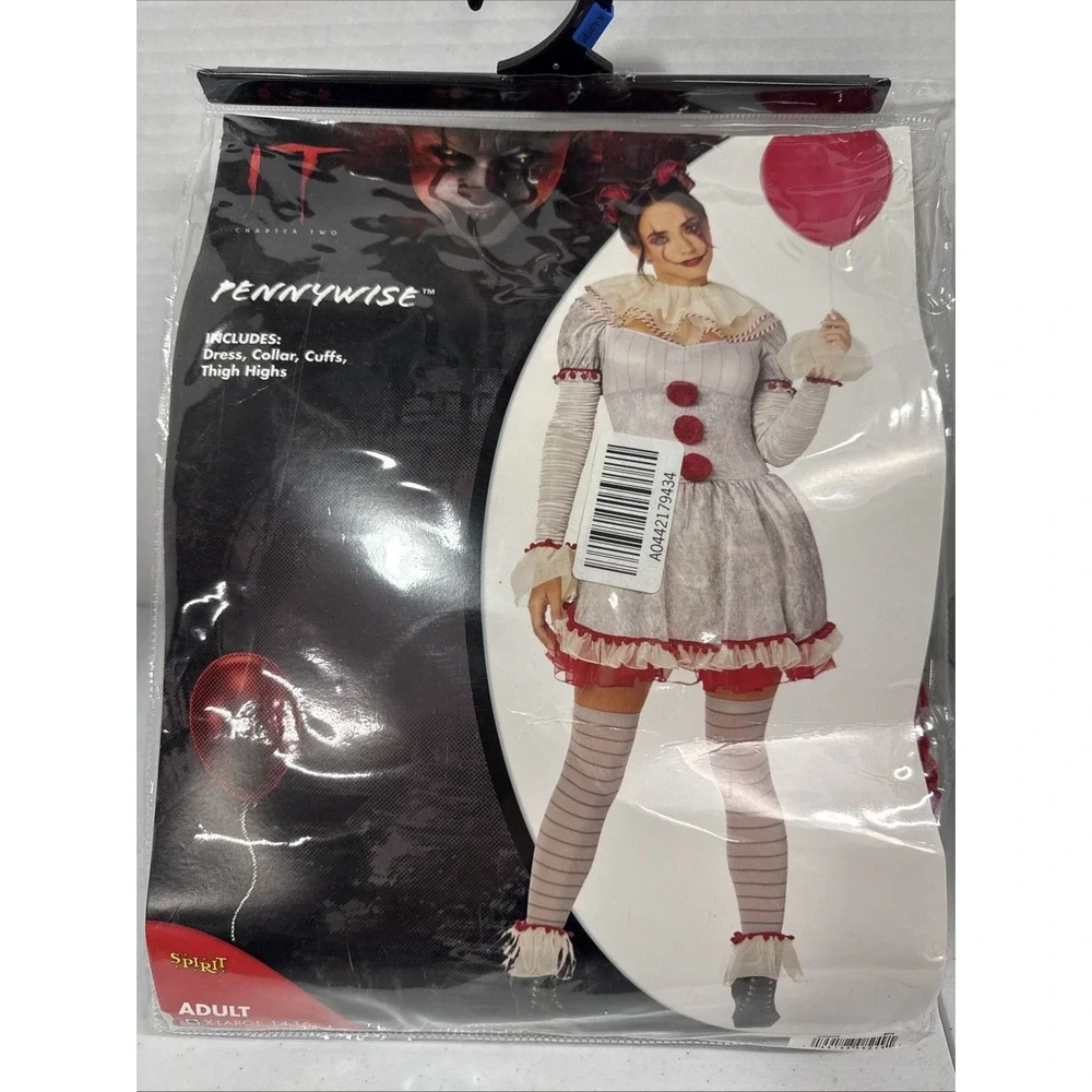 Women's Pennywise IT Movie 4 Piece ADULT  XL14-16 Halloween Costume